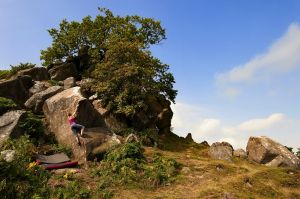 Climbing 2012:July - Gracie Martin bouldering at Robin Hood's Stride